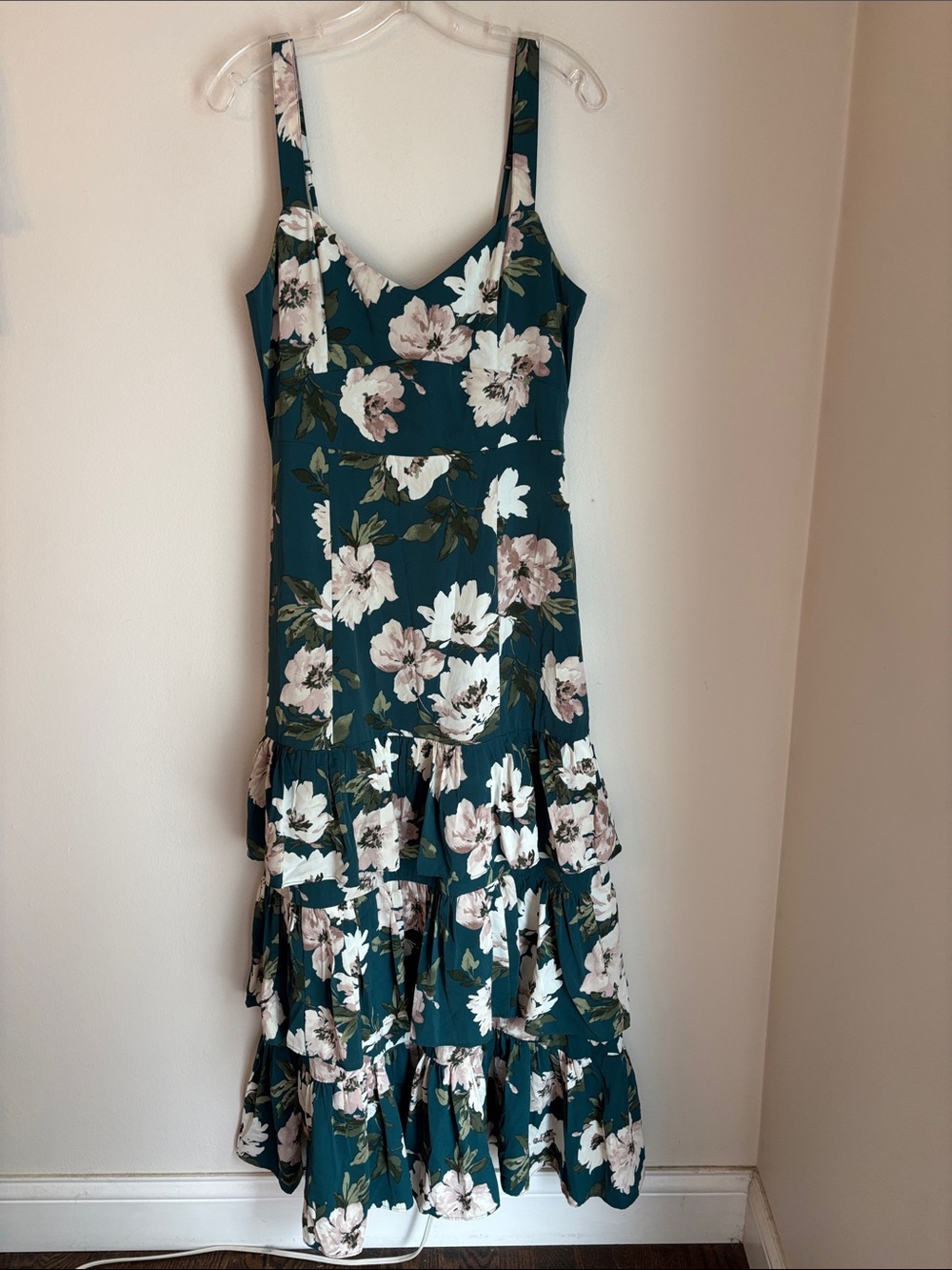 Abercrombie & Fitch Drama Ruffle Floral Tiered Maxi Dress jewel tone women’s MD